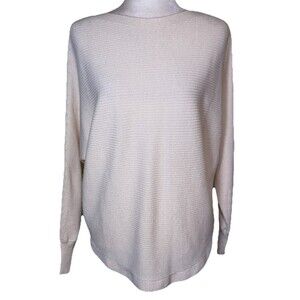 Women’s Wool Blend Ribbed Knit Sweater Quiet Luxury Cozy Classic Dolman Sleeve S